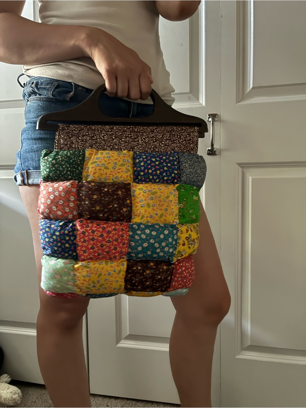 Vintage Patchwork Quilted Multicolor Handbag/Sewing Bag